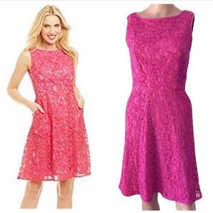 Adrianna Papell Pink Lace Sheath Pocket Dress SIZE 4